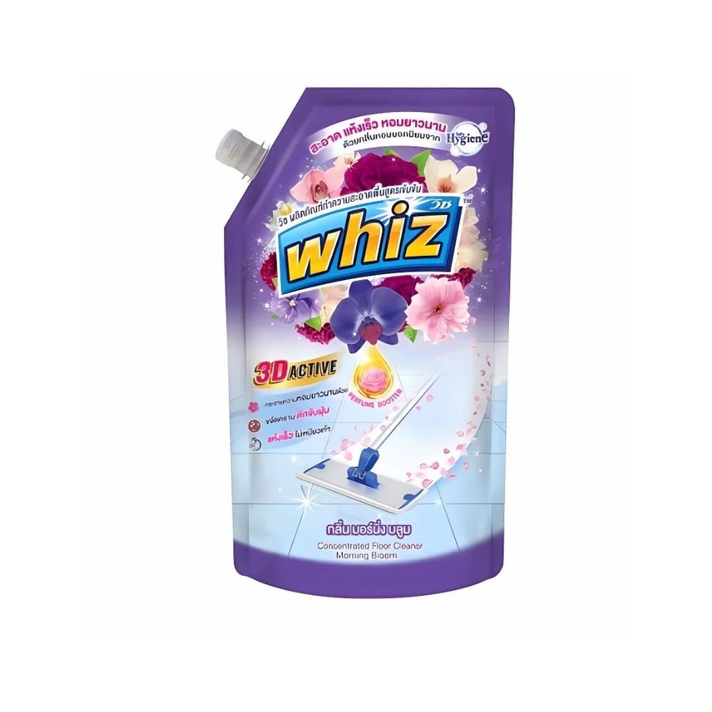 วิซ น้ำยาทำความสะอาดพื้นทรีดีกลิ่นมอร์นิ่งบลูมชนิดเติม Whiz Floor Cleaner Morning Bloom 650ml.