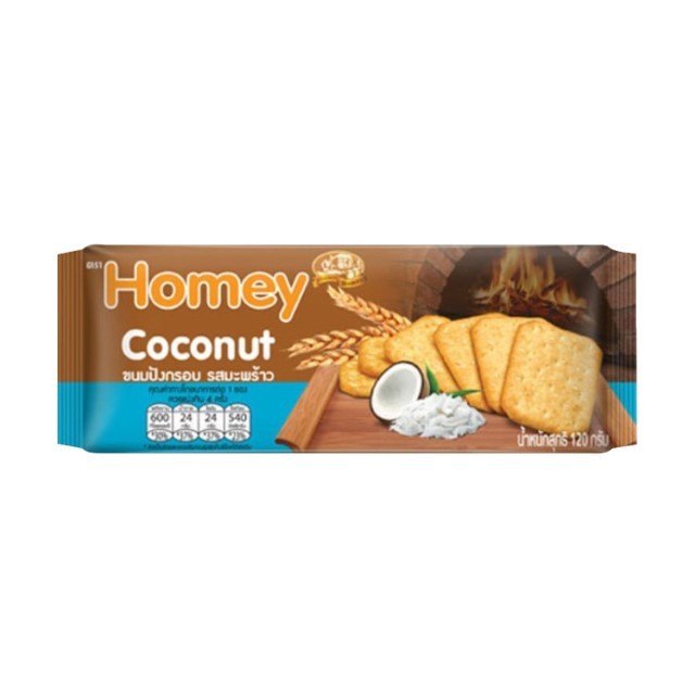 โฮมมี่ ขนมปังกรอบรสมะพร้าว Homey Cracker Coconut 120g.