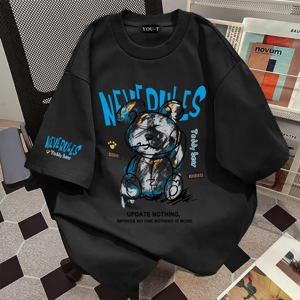 Top.basic เสื้อยืดผ้าคอตตอน “NEVERULES” ทรง Oversize คอกลม แขนสั้น ผ้านุ่มสบาย ใส่ได้ทุกวัน ฤดูร้อน ไซส์ S-3XL