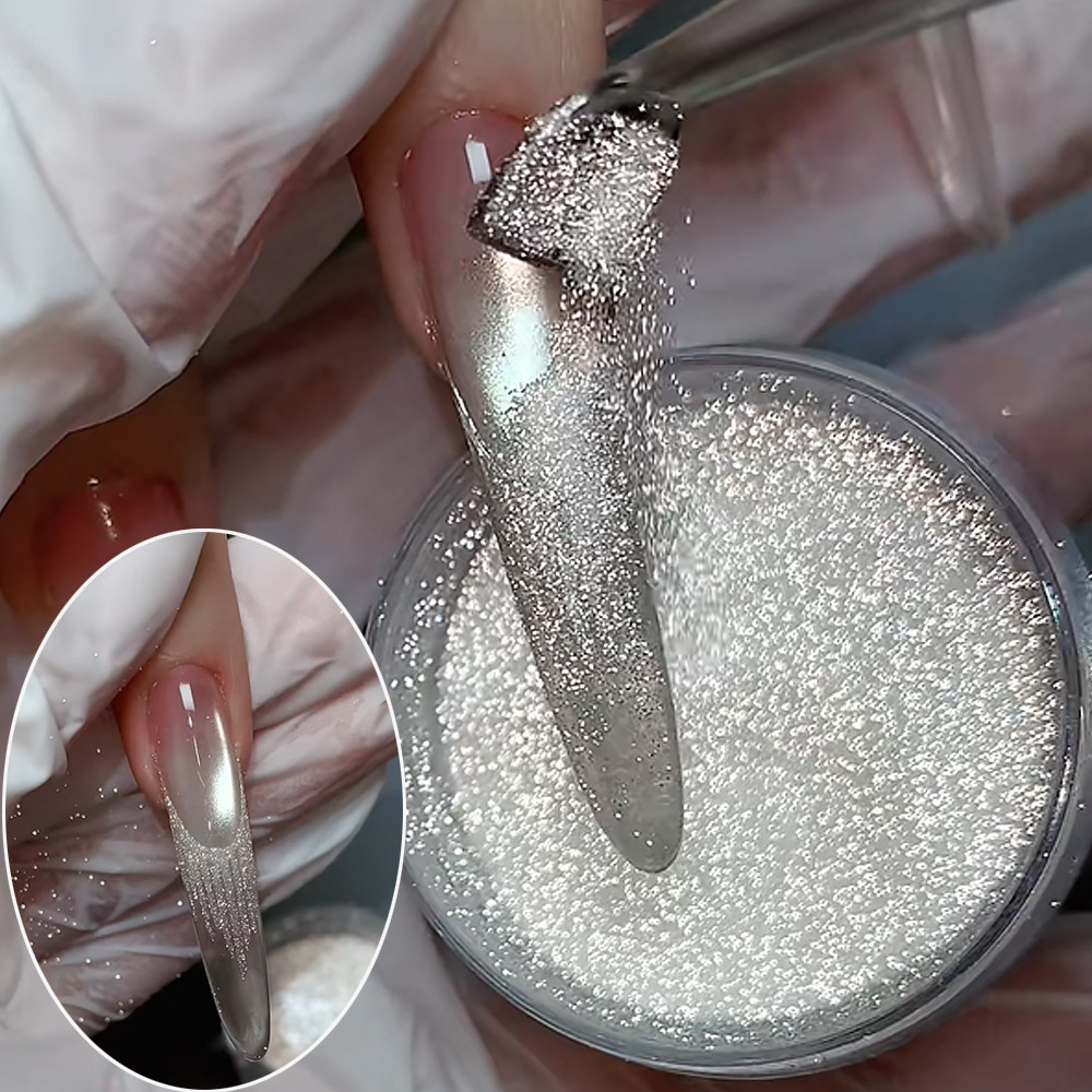 1Jar หรูหรา Shining เพชรเล็บผง 5g สีเทา Ultra Fine Glitter สําหรับเล็บ French Design เล็บ Pigment สําหรับอะคริลิคและเจล