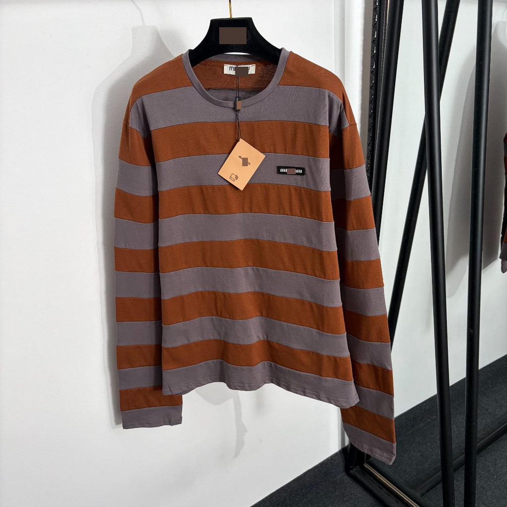 M1u Temperament Slim-fit Style High-End Wear Collar Label Letter Patch สี-blocking Stri