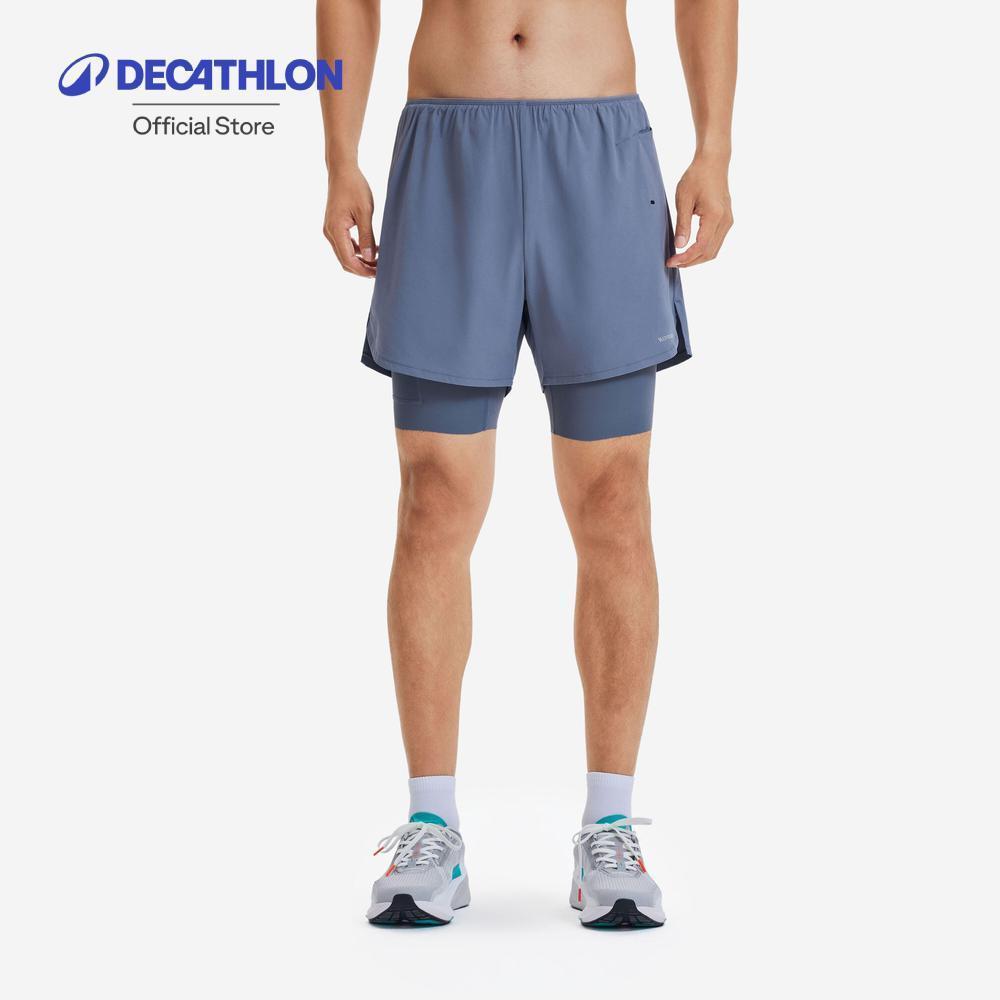 Decathlon Men'S 2 In 1 Running Shorts กางเกงวิ่งขาสั้น 2-In-1 สำหรับผู้ชาย รุ่น Kiprun Run 500 Comfort - Grey