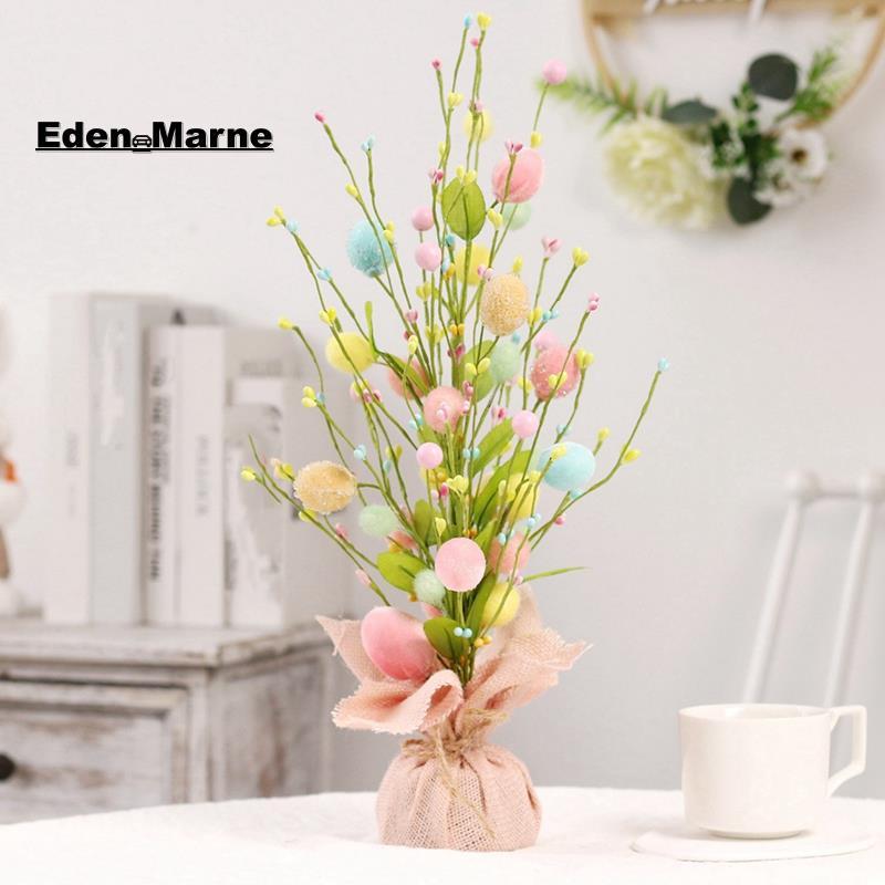 [Eden_Marner]Easter Egg Tree พร้อมเครื่องประดับที่ละเอียดอ่อนตกแต่งอีสเตอร์ที่มีสีสันตกแต่งโต๊ะประดิ