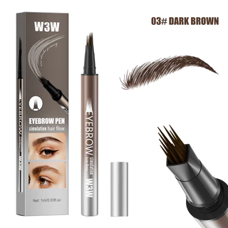 W3W Four-Brush ดินสอเขียนคิ้วหัวเดียวกันน้ําไม่ Multi-Fork Liquid Water ดินสอเขียนคิ้ว