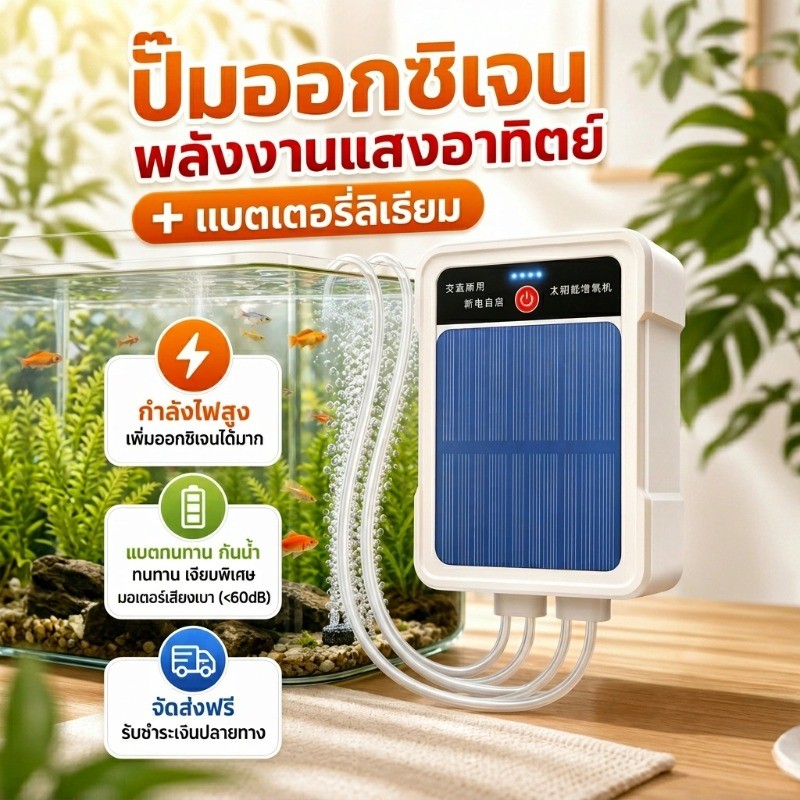 COD ปั้มออ๊กซิเจน พลังงานแสงอาทิตย์ แบบพกพา ชาร์จ USB ปั้มออกซิเจนตู้ปลา ปั๊มออกซิเจนสำหรับถังปลา