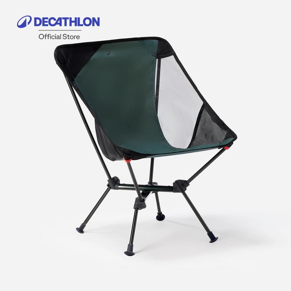 Decathlon Low Camping Chair - Ultra-Compact And Foldable เก้าอี้สนามทรงเตี้ยพับได้สำหรับการตั้งแคมป์ - Green
