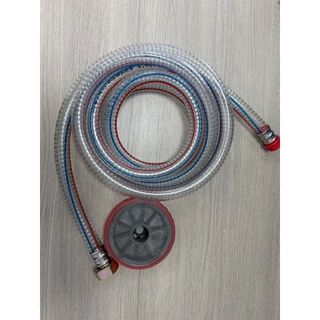 สายดูดขนาด 3/4" + สายน้ำวน ขนาด 1" + หัวกระโหลกพลาสติก ขนาด 6หุน สีใส มีใยลวด สำหรับปั้มพ่นยาสามสูบ