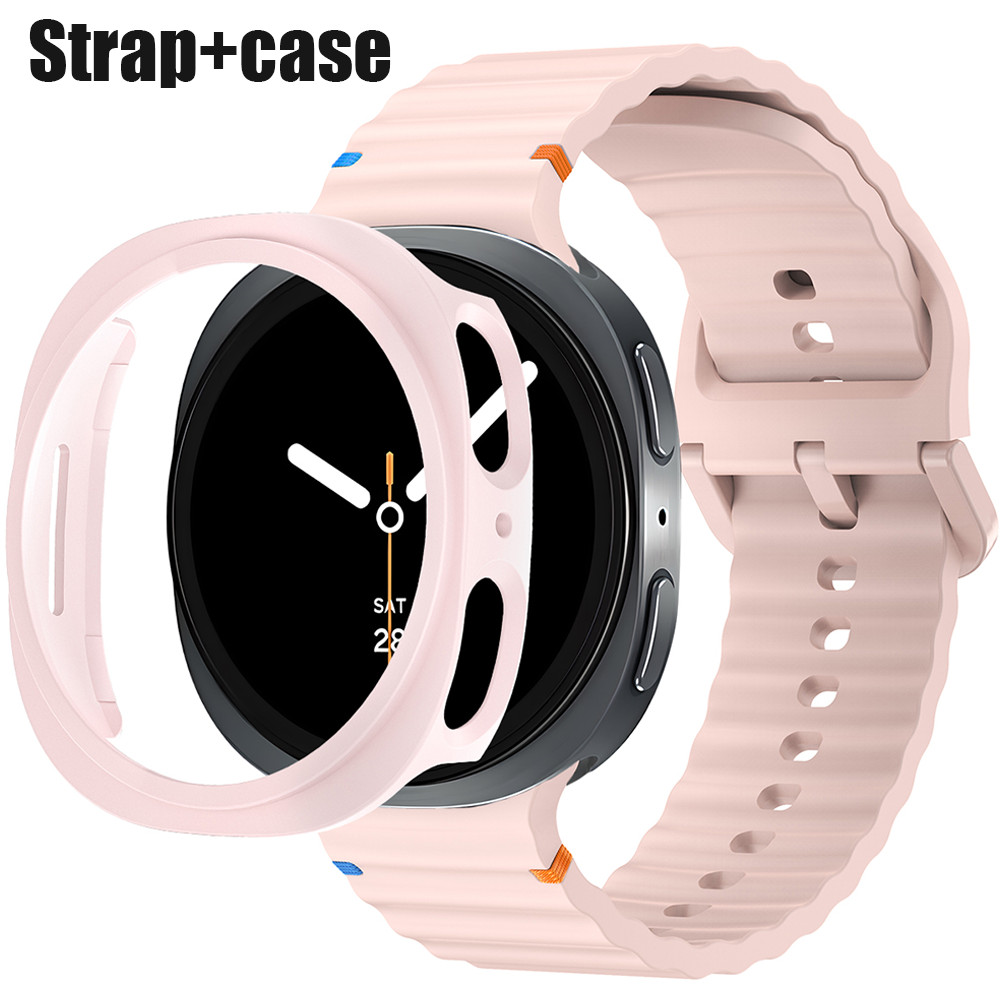 Hollow PC Case + สายซิลิโคนสําหรับ Samsung Galaxy Watch 8 40 มม.44 มม.8Classic 46 มม.สร้อยข้อมือกันชน Protector ฝาครอบอุปกรณ์เสริม