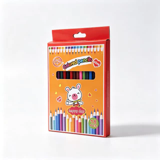 ดินสอสีไม้ 18 สี กล่องลายการ์ตูน สีสวยสดใส L-1884(ยกโหล12แพค)