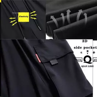 5XL 8XLกางเกงคาร์โก้ผู้ชาย พลัสไซส์ ทรงโอเวอร์ไซส์หลวม หลายกระเป๋า สีดำ ใส่สบายทุกอิริยาบถ ขายดี