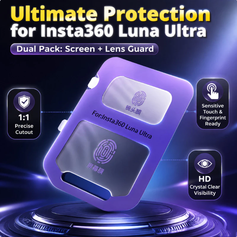 สําหรับ Insta360 Luna Ultra ฟิล์มกระจกนิรภัยเลนส์ปกป้องหน้าจอ 9H Anti Scratch AR สูงโปร่งใส Ultra Thin ติดตั้งง่าย