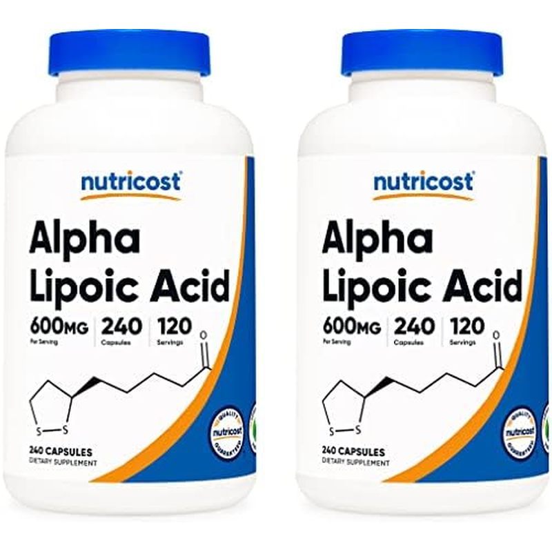 Nutricot Alpha Lipoic Acid 600 มก. ต่อเสิร์ฟ 120 แคปซูล, 60 เสิร์ฟ - หมวกจากพืช, ไม่ใช่จีเอ็มโอ
