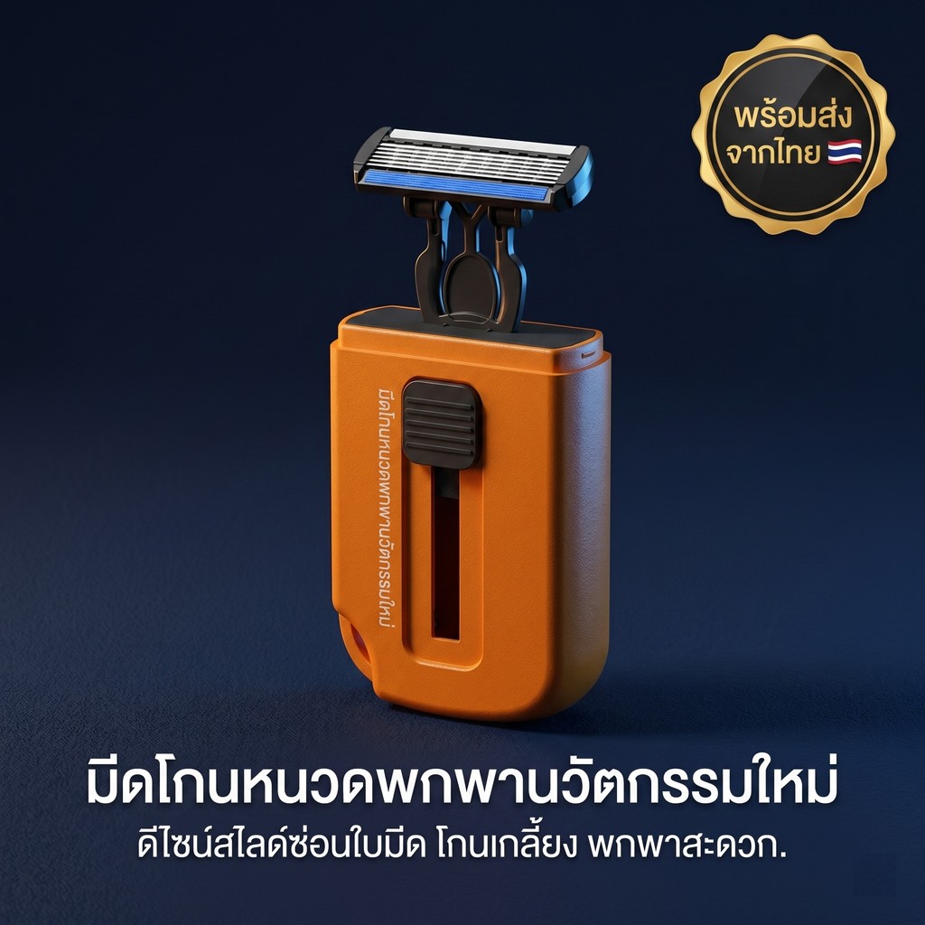 มีดโกนหนวดพกพา มีดโกน 6 ชั้น แบบสไลด์ โกนเกลี้ยงไม่บาดผิว Mini Shaver รุ่นใหม่ เปลี่ยนหัวได้ สินค้าขายดี ส่งไว