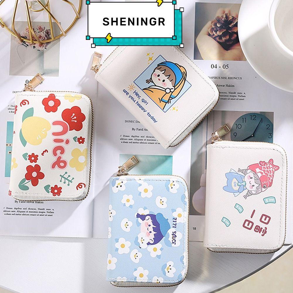 SHENING5R กระเป๋าการ์ดการ์ตูนกระเป๋าสั้นหลายตําแหน่งการ์ด Zero Wallet