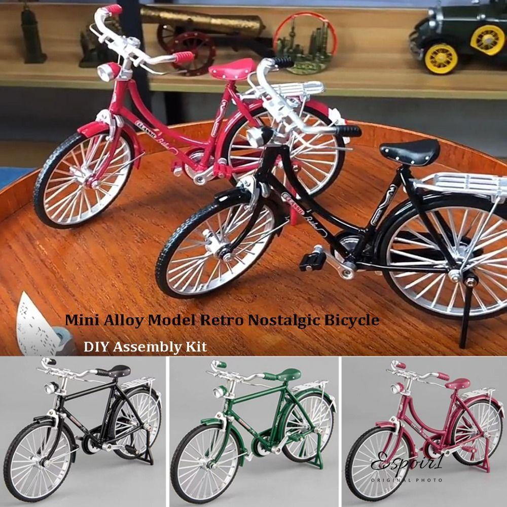 ESPOIR1 DIY Assembly Kit, 17.8*6.2*10.5cm Mini Alloy Model Bicycle, 4 สี Retro Nostalgic จักรยาน