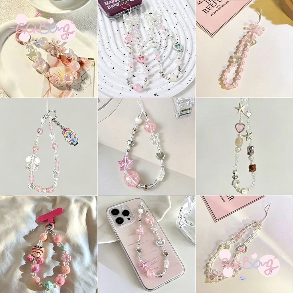 สร้อยข้อมือโทรศัพท์ลายการ์ตูนโบว์ดาวหัวใจน่ารัก พร้อมผงวางสี สไตล์ฮิต คู่รัก หลากสี