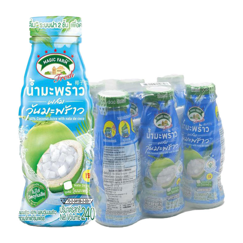 เมจิก ฟาร์ม มะพร้าว+น้ำตาลสด 240 มล. x 6 (MAGIC FARM Coconut+Palm Sugar 240 ml x 6)