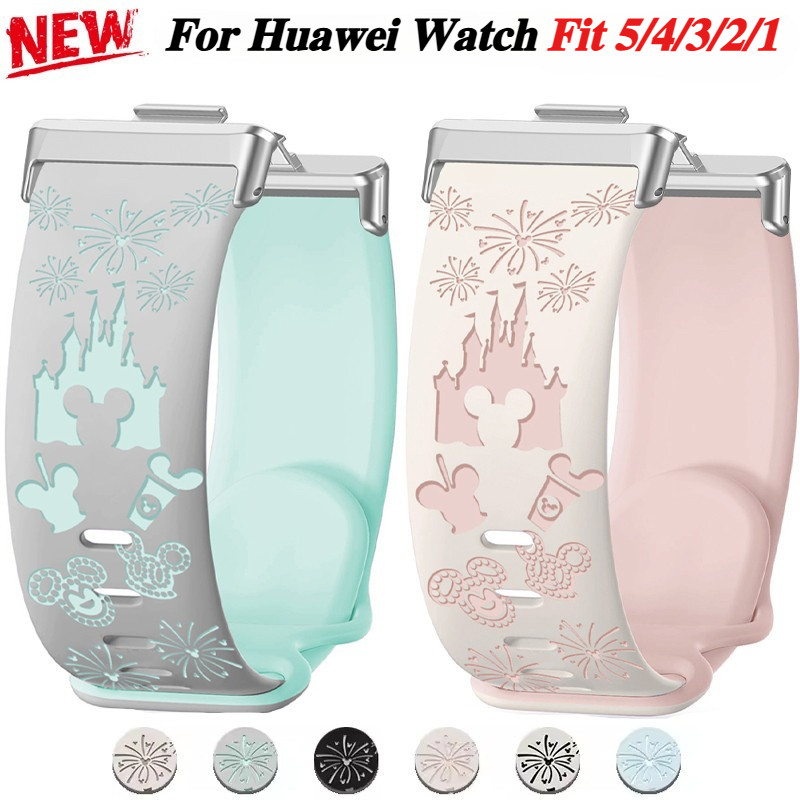 กีฬาซิลิโคนแกะสลักสําหรับ Huawei Watch Fit5 Fit 5pro 4 4pro 3 อุปกรณ์เสริมเปลี่ยน Correa สําหรับ Huawei Watch fit 3 สาย