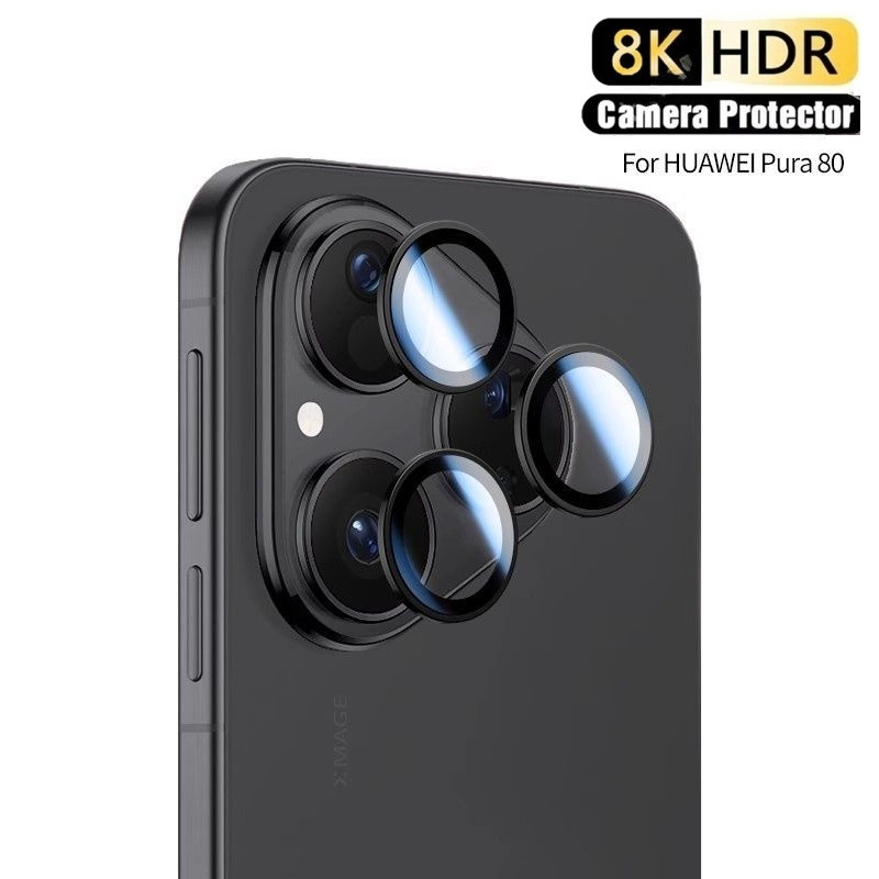 สําหรับ Huawei Pura 80Ultra 80Pro 80Pro + 80 โทรศัพท์กล้องด้านหลังเลนส์ฟิล์มกระจกนิรภัยสําหรับ Huawei Pura 80 Ultra Pro Pro + Plus อลูมิเนียมเลนส์ป้องกันแหวนโลหะหมวก