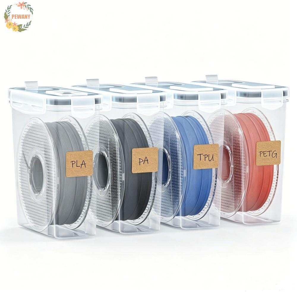 PEWANY 4 ชิ้น 3D การพิมพ์กล่องเก็บเส้นใย,กันฝุ่น Airtight 3D การพิมพ์เส้นใยคอนเทนเนอร์,กันน้ําแบบพกพาโปร่งใสกล่องแห้งป้องกัน