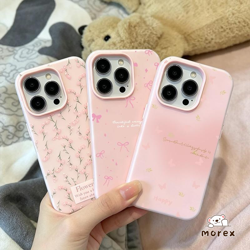 เคส2in1สีชมพู ดอกไม้ โบว์ สไตล์ฮิต Realme NOTE 70 50 60 X C85 C73 C63 C61 C53 C55 C25 C67 C71 5 C20 C75 C35 15 14 X