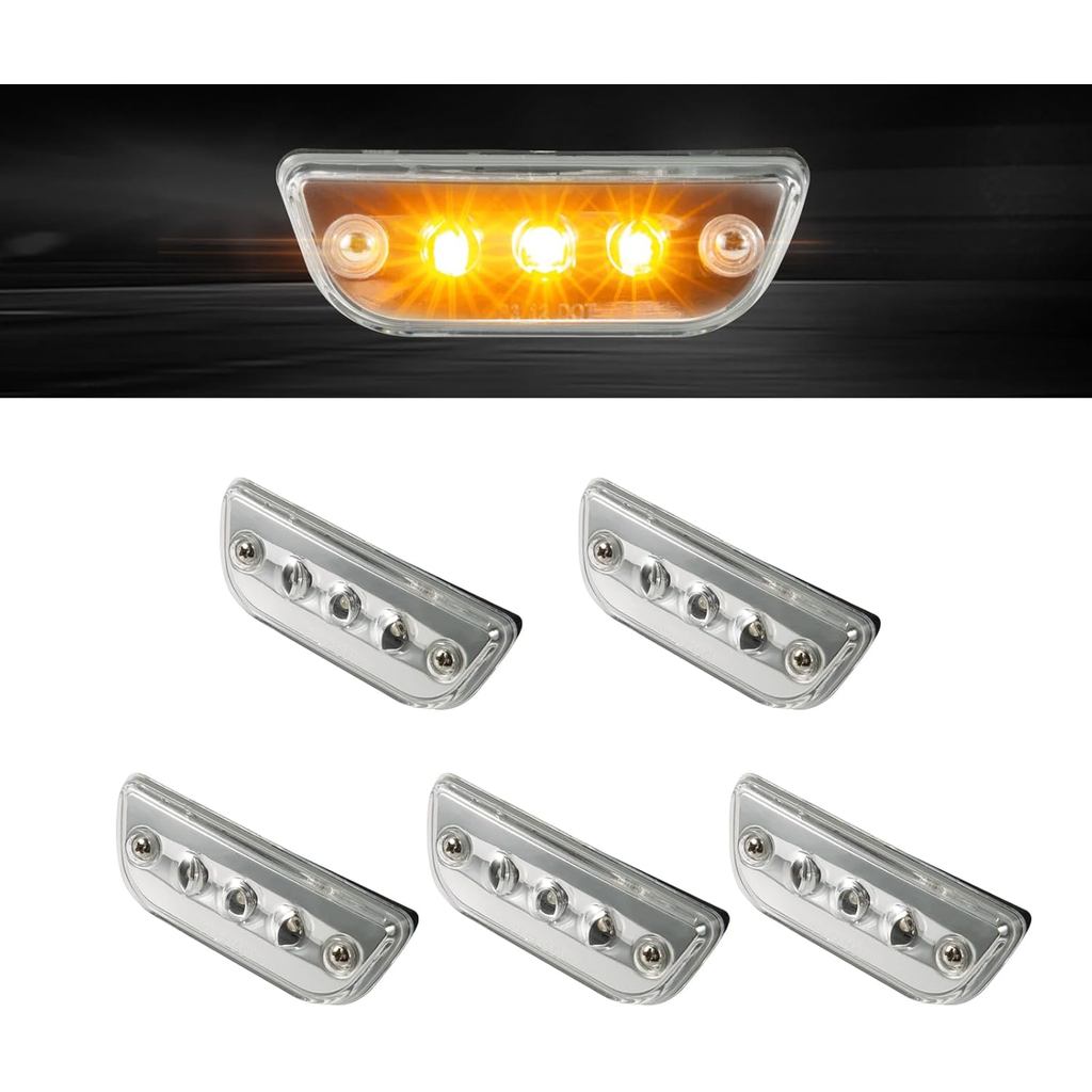 5PCS Cab Marker รถบรรทุก LED ด้านหน้าหลังคาไฟด้านบนประกอบ Fit สําหรับ Kenworth T680 T770 T880 2017-u