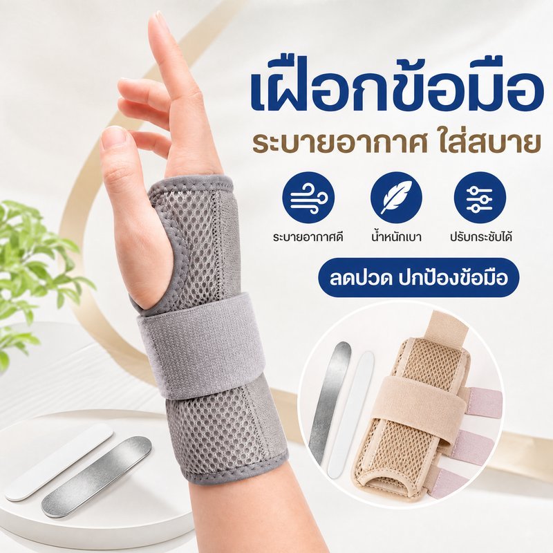 เฝือกข้อมือ สายรัดข้อมือ พยุงข้อมือ แผ่นอลูมิเนียม ถอดได้ ระบายอากาศ น้ำหนักเบา ปรับได้