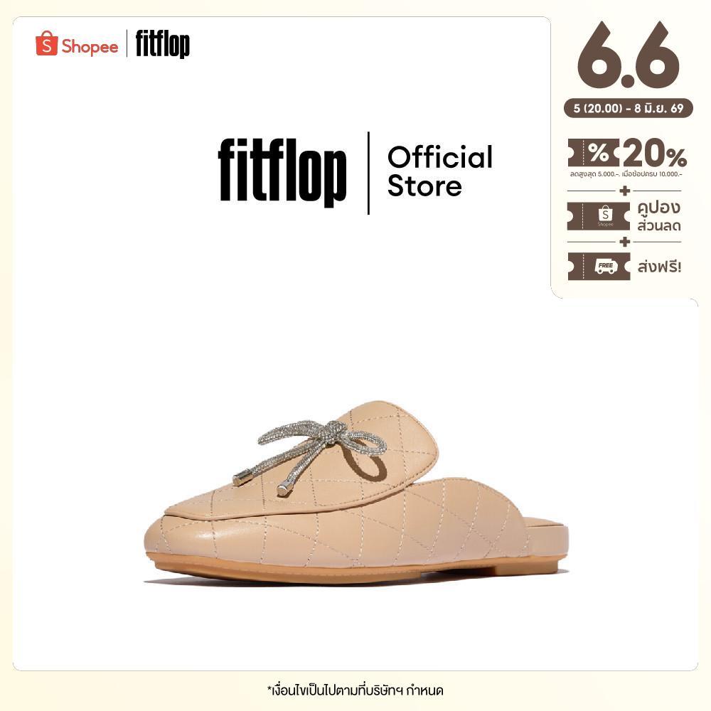 FITFLOP DELICATO CRYSTAL-BOW QUILTED M รองเท้าแตะแบบสวมผู้หญิง รุ่น E3F-B41 สี BEIGE