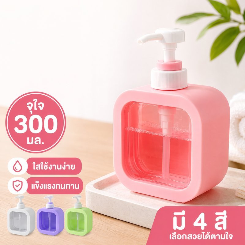 ขวดปั๊มสบู่ ขวดใส่สบู่เหลว ขวดแชมพู ขวดโลชั่น มินิมอล เกาหลี พลาสติก ห้องน้ำ ห้องครัว 500ml