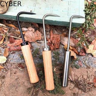 CYBER ตะขอรากด้ามไม้, ตะขอรากกระถางแบบพกพา Robust, ปลูกเครื่องมือวัชพืชที่จับสบายตะขอหญ้ากรงเล็บเดี่ยว Garden