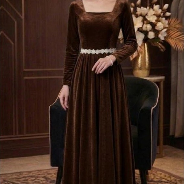 VELVET DRESS/VEVENT PARTY DRESS WITH WAIST ACCESSORIES