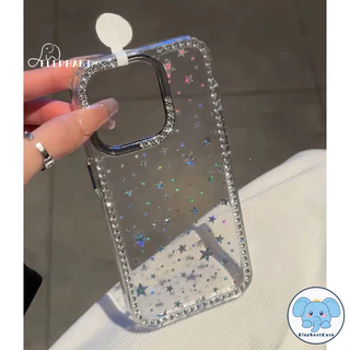 เคสไอโฟน17 11สำหรับ IPhone 15 11 16 17 Air 14 13 12 Pro Max 16 14 15 Plusเคสใสเพชรสว่างดาวหรูหรา พร้อมเชือกแขวน สไตล์ฮิต