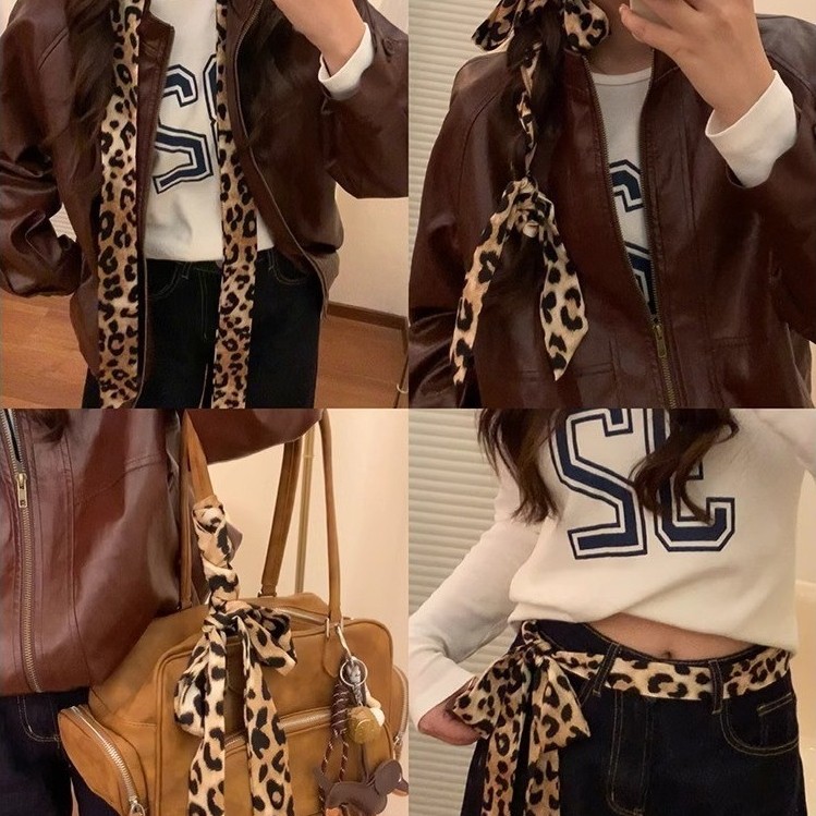 Y2k American Leopard Print Braided Belt Women Fashion