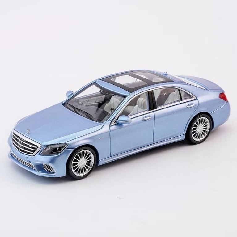 King Model 1: 64 S Class S Class W222 AMG S65L V12 แกนยาวรุ่นยี่ห้อใหม่ Ice Blue Ice Blue Limited 99