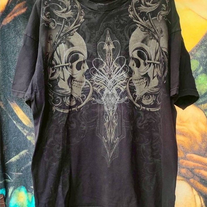 MMA Elite Mens L Black Graphic T Shirt มือสอง XL