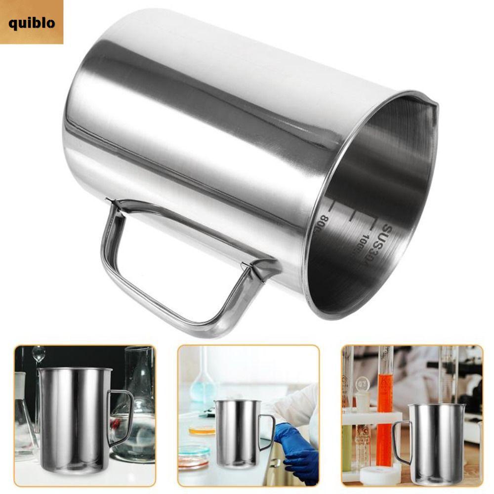 QUIBLO ถ้วยตวง,ความจุขนาดใหญ่ Scale Graduation Laboratory Beaker,สแตนเลส 1000ml 500ml เหยือกตีฟองนมเบเกอรี่