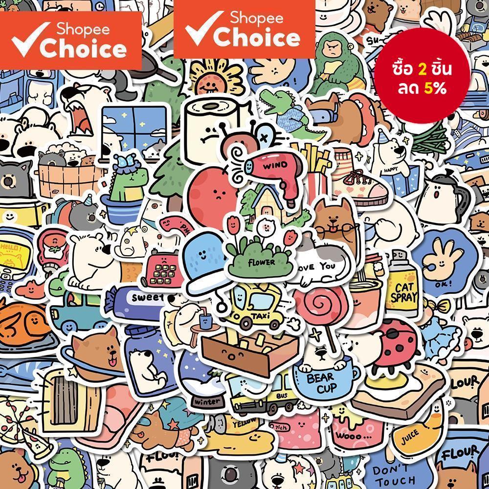 100 ชิ้นน่ารักเกาหลีสัตว์สติกเกอร์กันน้ํา – ตกแต่ง ทําเอง สําหรับแล็ปท็อป, หมวกกันน็อค, ไดอารี่ & สมุดภาพ