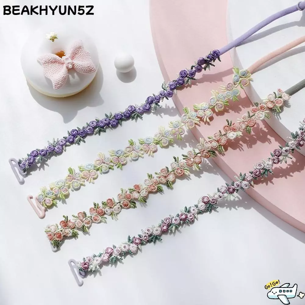 BEAKHYUN5Z 1 คู่ สายรัดชุดชั้นในลายดอกไม้, สายสะพายไหล่ปรับได้กันลื่น, ดอกไม้โพลีเอสเตอร์ยืดหยุ่นชุดชั้นในสายเข็มขัดชุดแต่งงาน
