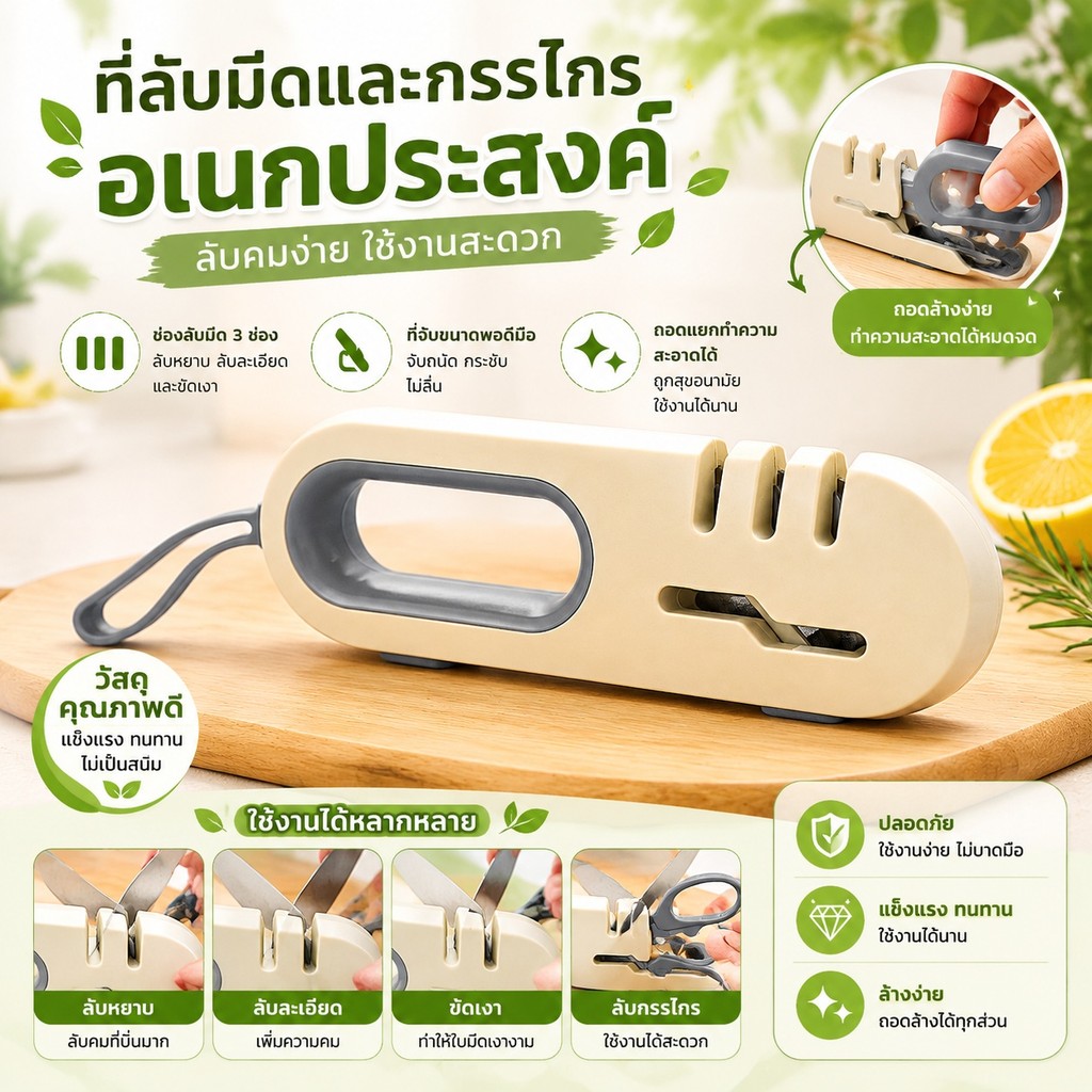 S00058 เครื่องลับมีดมัลติฟังก์ชั่นสามารถใช้สําหรับการเหลาและกรรไกร เครื่องเหลา 3 ชนิด เหลาง่าย