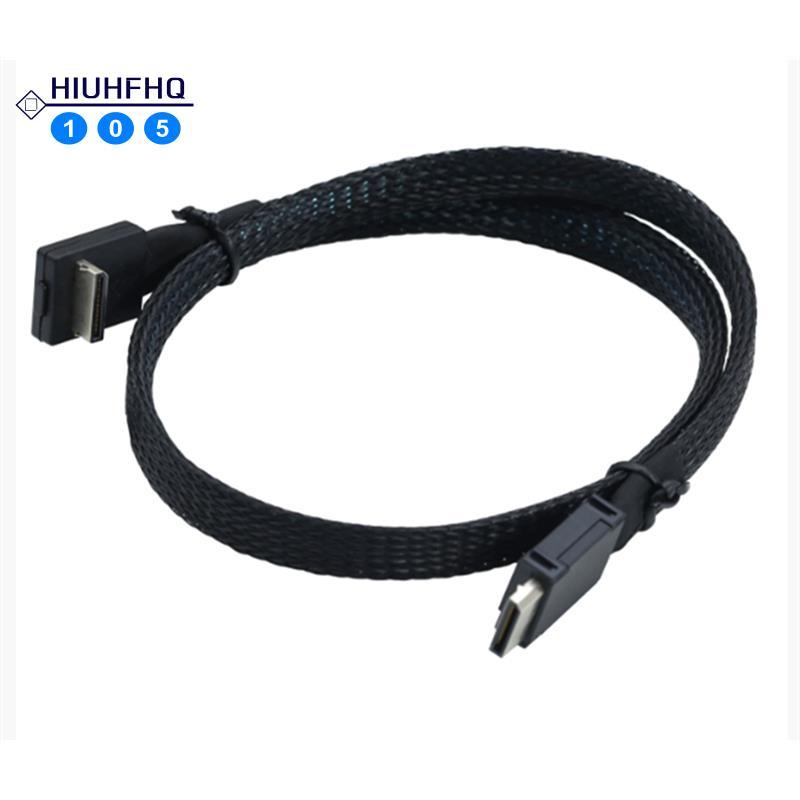 Hiuhfhq106High-Speed Data Transfer Line PCIE Oculink SAS Cable SFF-8611 4I 42P to SFF-8611 4I 90 องศ