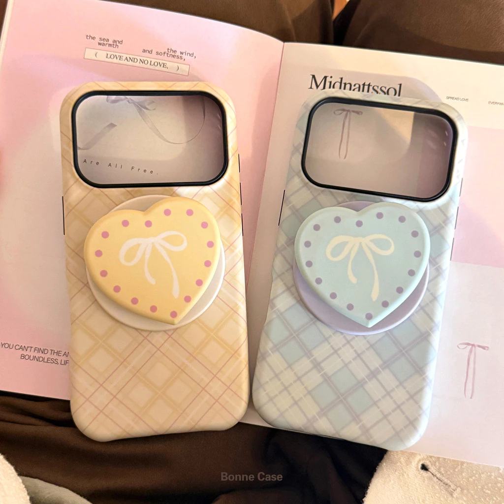 วงเล็บแม่เหล็กสไตล์เกาหลี แอปเปิล ไอโฟน17น เคสโทรศัพท์เหมาะสําหรับ 16 โบว์ลายสก๊อต 15 เคลือบ 14 กันกระแทก