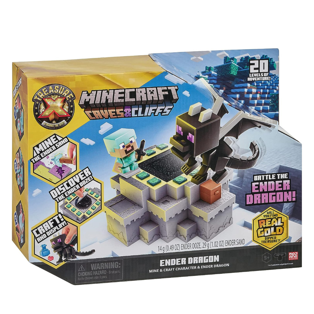 Treasure X Minecraft Cave และ Cliff Shadow Dragon Minecraft MC Gold Treasure Toy