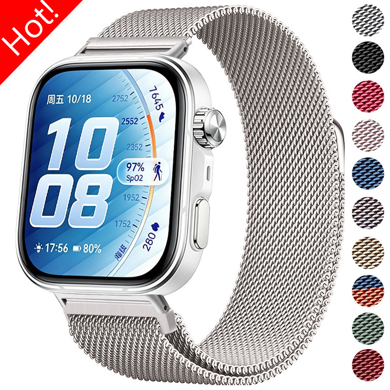 สาย Magnetic Loop Milanese สําหรับ Huawei Watch Fit 5/5Pro/4 Pro/4/3 สายรัดข้อมือสแตนเลสสร้อยข้อมือโลหะ