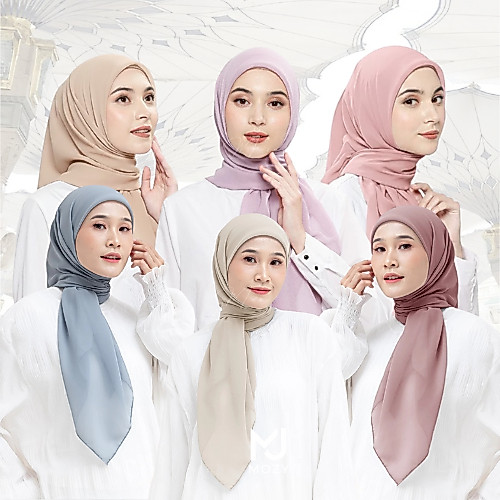 Bella Square Premium Hijab 115x115cm Daily Premium Square Hijab (Premium Polycotton Square Hijab) - 
