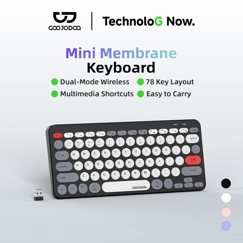 GOOJODOQ 78 Key Round Key Keyboard 2.4 GHz and Bluetooth 5.0 Connection Thin Film Silent Input Supports Type-C Charging