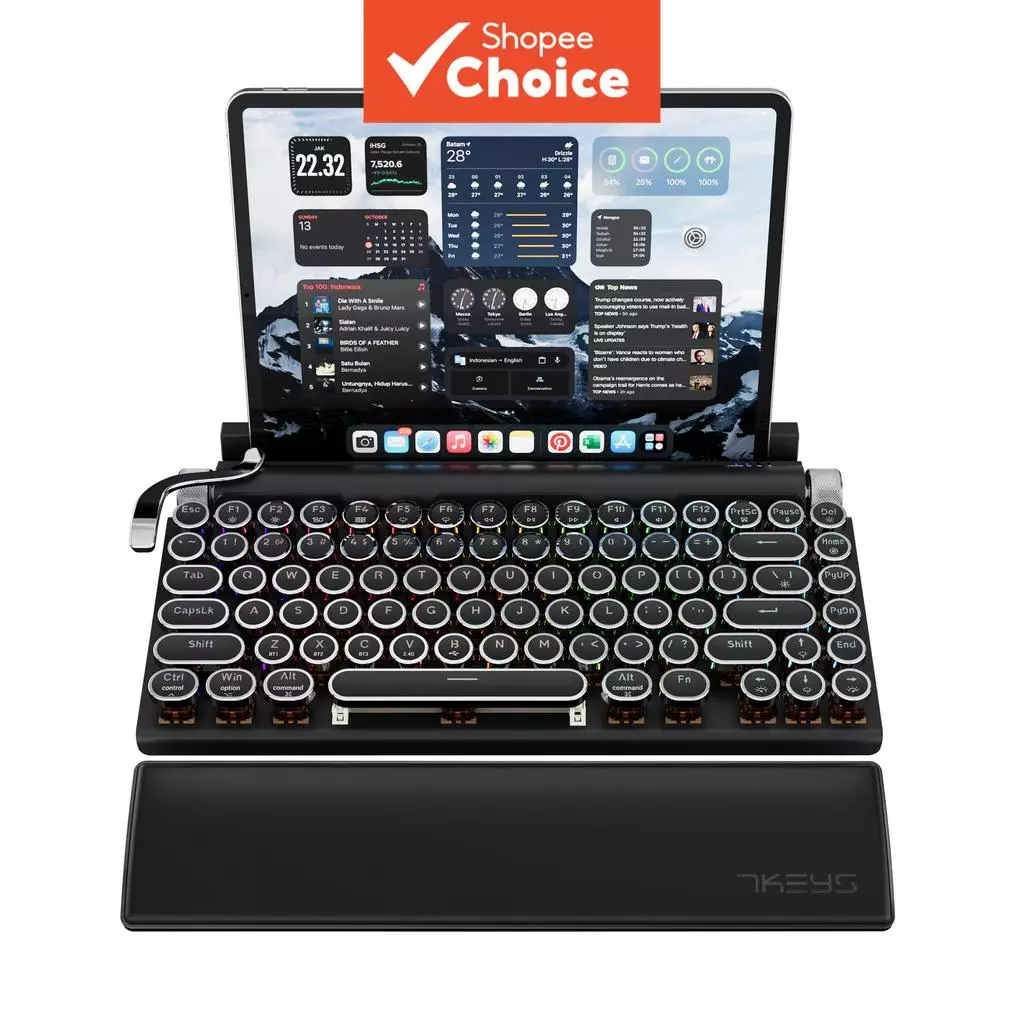 คีย์บอร์ดกลไกไร้สาย 7KEYS TW1867 Retro Typewriter RGB Hot Swappable