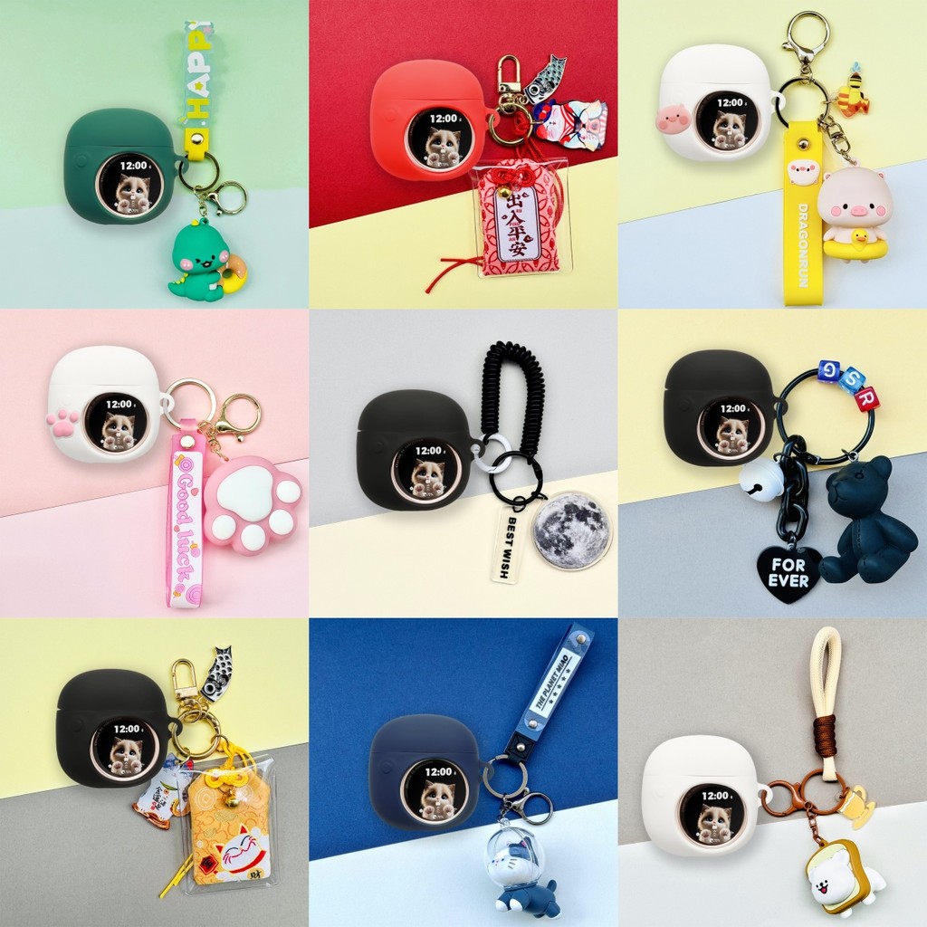 Case for EDIFIER JoyBuds Silicone Soft Case Cute Lucky Cat Cartoon Pig Keychain Pendant Shockproof Shell Protective Sleeve Suitable for EDIFIER JoyBuds Screen Protector