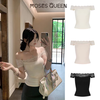 < MOSESQUEEN > เสื้อตัวเต็มตัวที่ประดับด้วยลายลูกไม้และปักอย่างงดงาม พร้อมคอเปิดเผยให้เห็นส่วนบน #63706