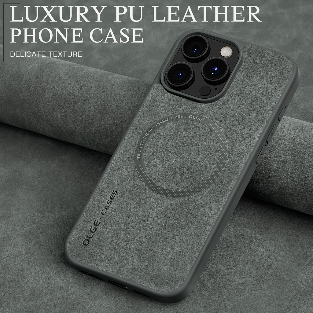 แม่เหล็กหนัง PU เคสโทรศัพท์กันกระแทกคลุมทั้งหมดกันชนสําหรับ iPhone 17 Pro Max 17 Air 16 15 14 13 12