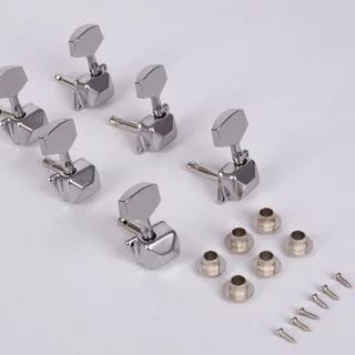 ลูกบิดกีตาร์ ลูกบิดกีตาร์โปร่ง ชุดลูกบิด 6ชิ้น โลหะชุบโครเมียม พร้อมน็อต แหวนรอง อะไหล่กีตาร์